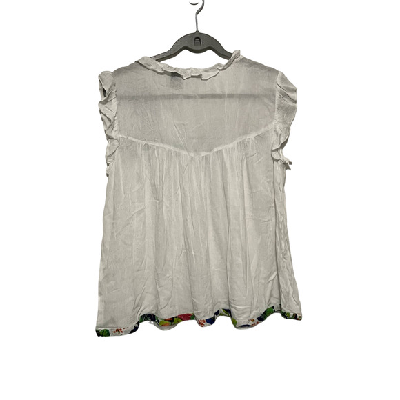 Life Style White with Embroidered Floral Details Flowy Size Medium - Picture 5 of 5